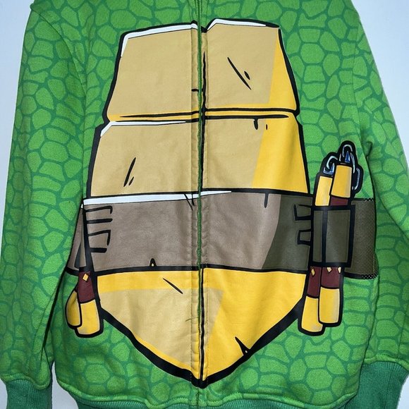 Teenage Mutant Ninja Turtles Boys Michaelangelo hooded Sweatshirt Size M 8 Mask - Picture 3 of 6